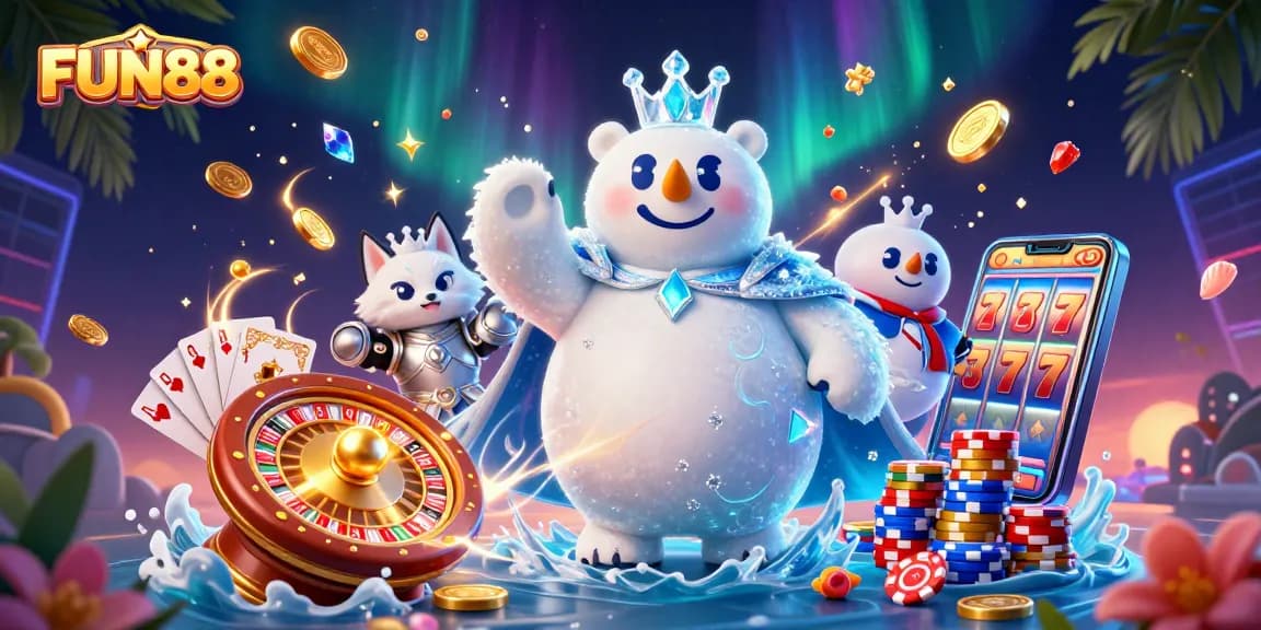 Spin the reels at FUN88 with enticing games and captivating casino elements featured in a vibrant scene.