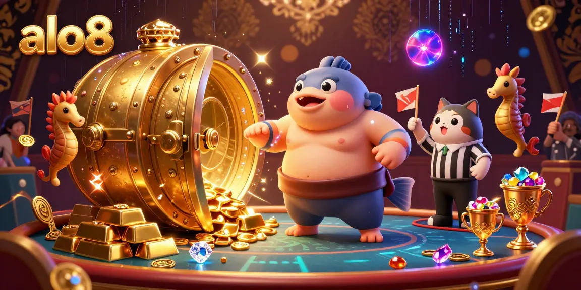 Engage in exciting online gaming at alo8 with vibrant underwater scenes, showcasing casino elements and characters.