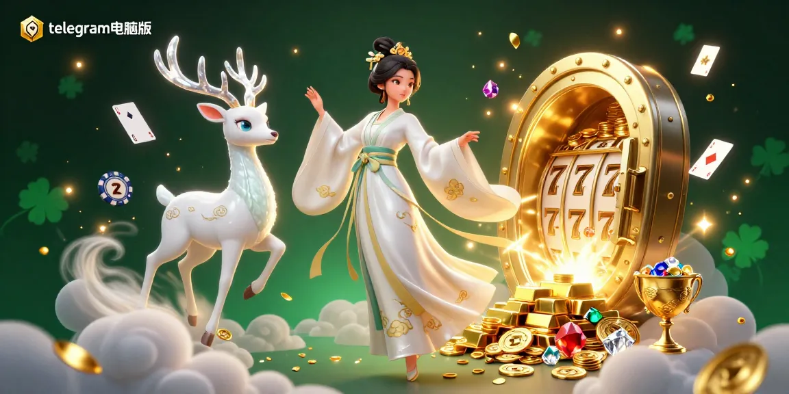 在充满珠宝和游戏元素的生动赌场场景中,利用telegram电脑版赢得您的奖金。