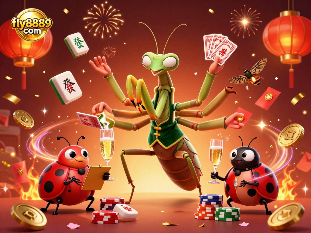 Experience thrilling gaming with fly8889 com in a vibrant 3D casino illustration showcasing exciting card games and dynamic elements.