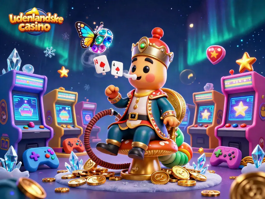 Engage with the vibrant world of udenlandske casino through this rich 3D illustration of a hookah-master and gaming elements.