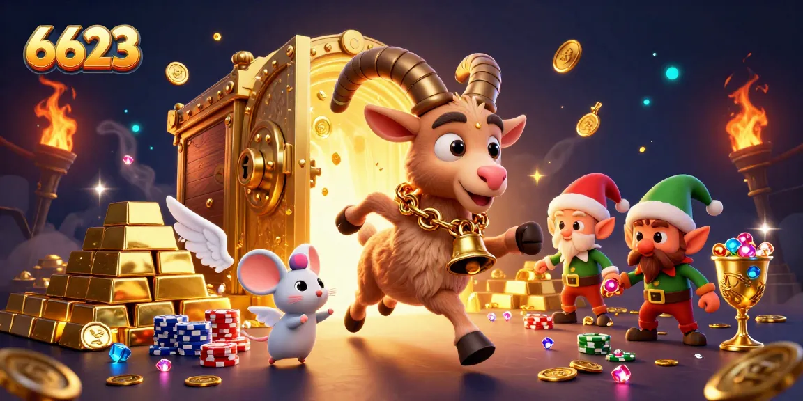 Experience thrilling gaming at 6623, where festive characters bring excitement to the casino.