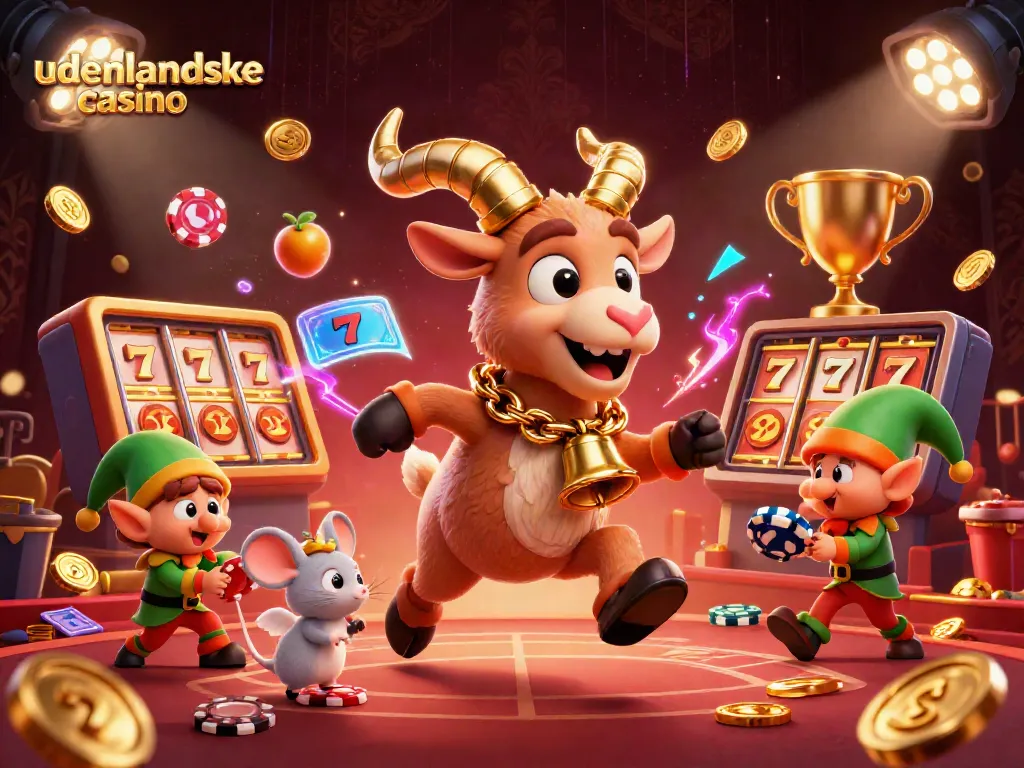 Experience the thrill at udenlandske casino with a Krampus goat overseeing a festive gambling scene.