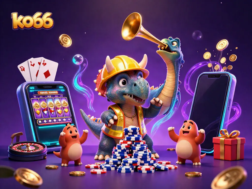 Celebrate gaming wins at ko66 with vibrant characters driving excitement in a detailed casino scene.