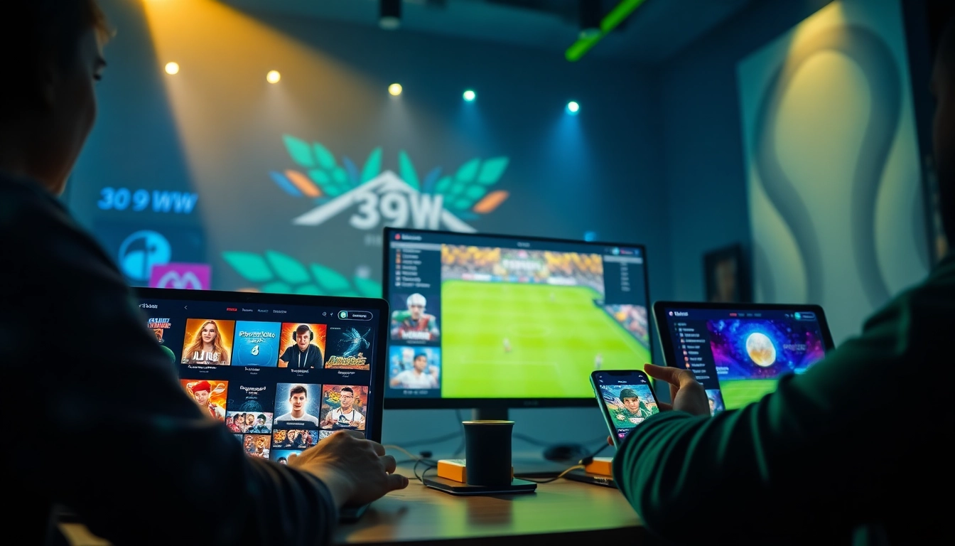 Dynamic gaming interface showcasing 399W's online betting platform with users engaged in casual gaming.