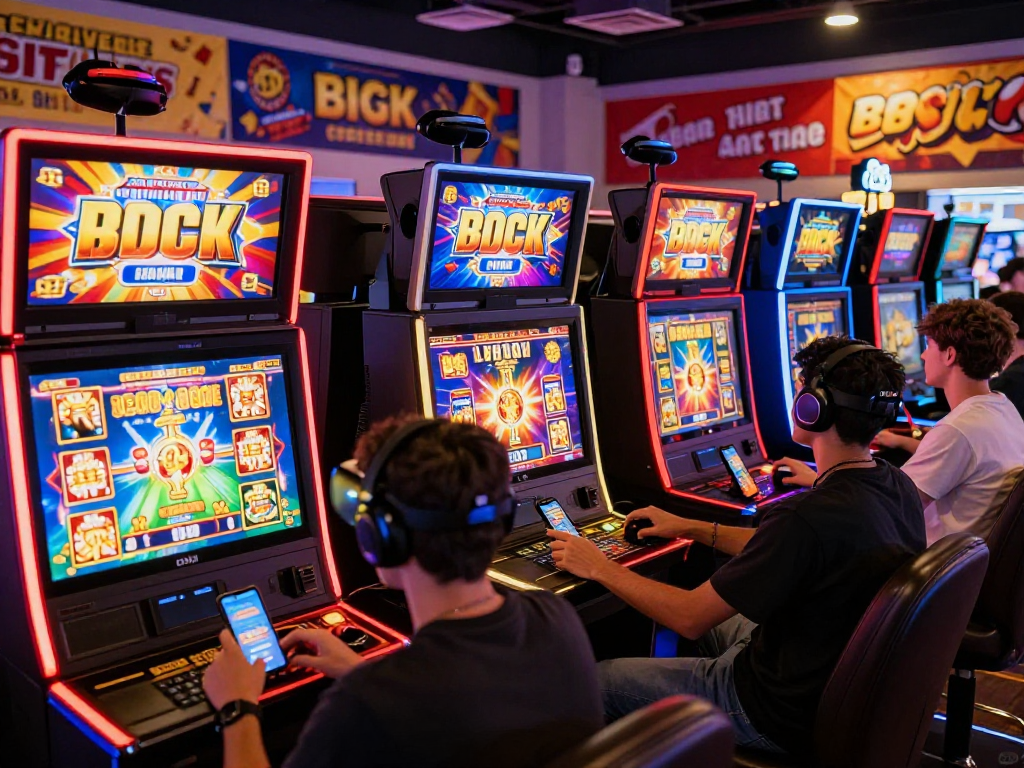 Experience engaging online gaming at https://rokok88.hot with colorful slot machines and diverse players in a vibrant digital casino.