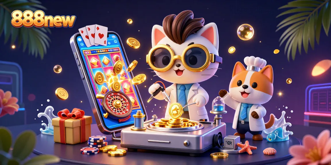 Experience thrilling gaming with 888new's vibrant casino elements and action-packed characters.