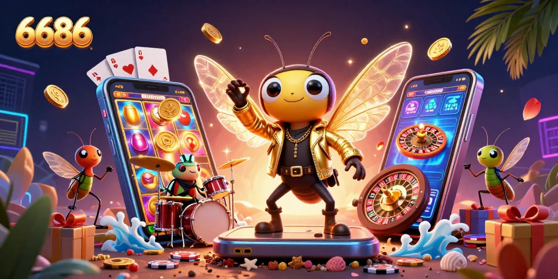 Experience thrilling gaming action at 6686 with lively characters and vibrant casino elements.