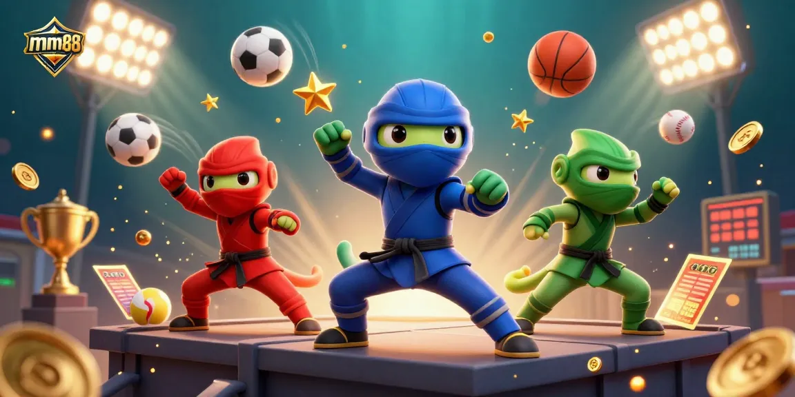 Experience thrilling action with mm88 as animated chameleons showcase martial arts amidst vibrant casino symbols.