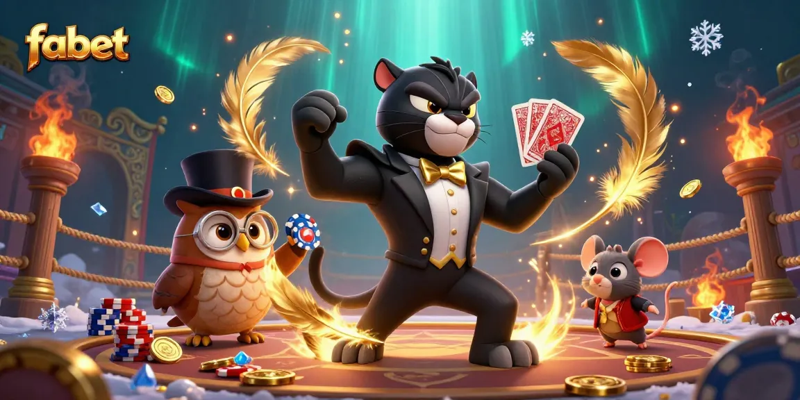 Join the excitement at fabet with stylish characters and vibrant casino elements in a 3D illustration.