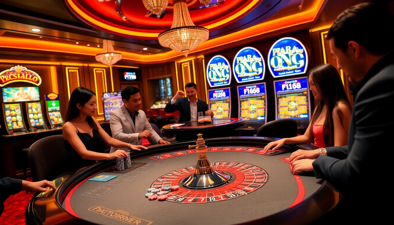 Players enjoying the excitement of F168 casino with vibrant tables and lively atmosphere.