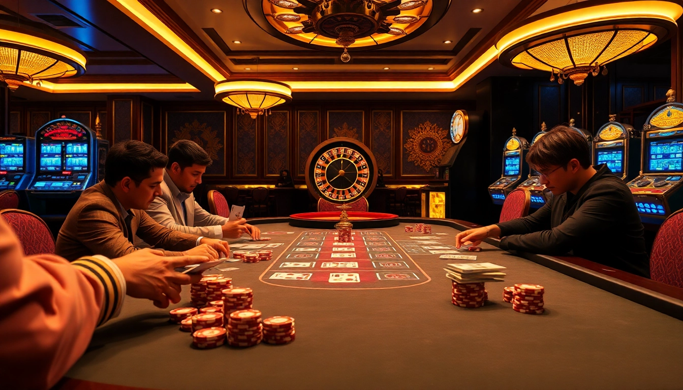 Experience the thrill of C 168 betting at a luxurious poker table in a vibrant casino.
