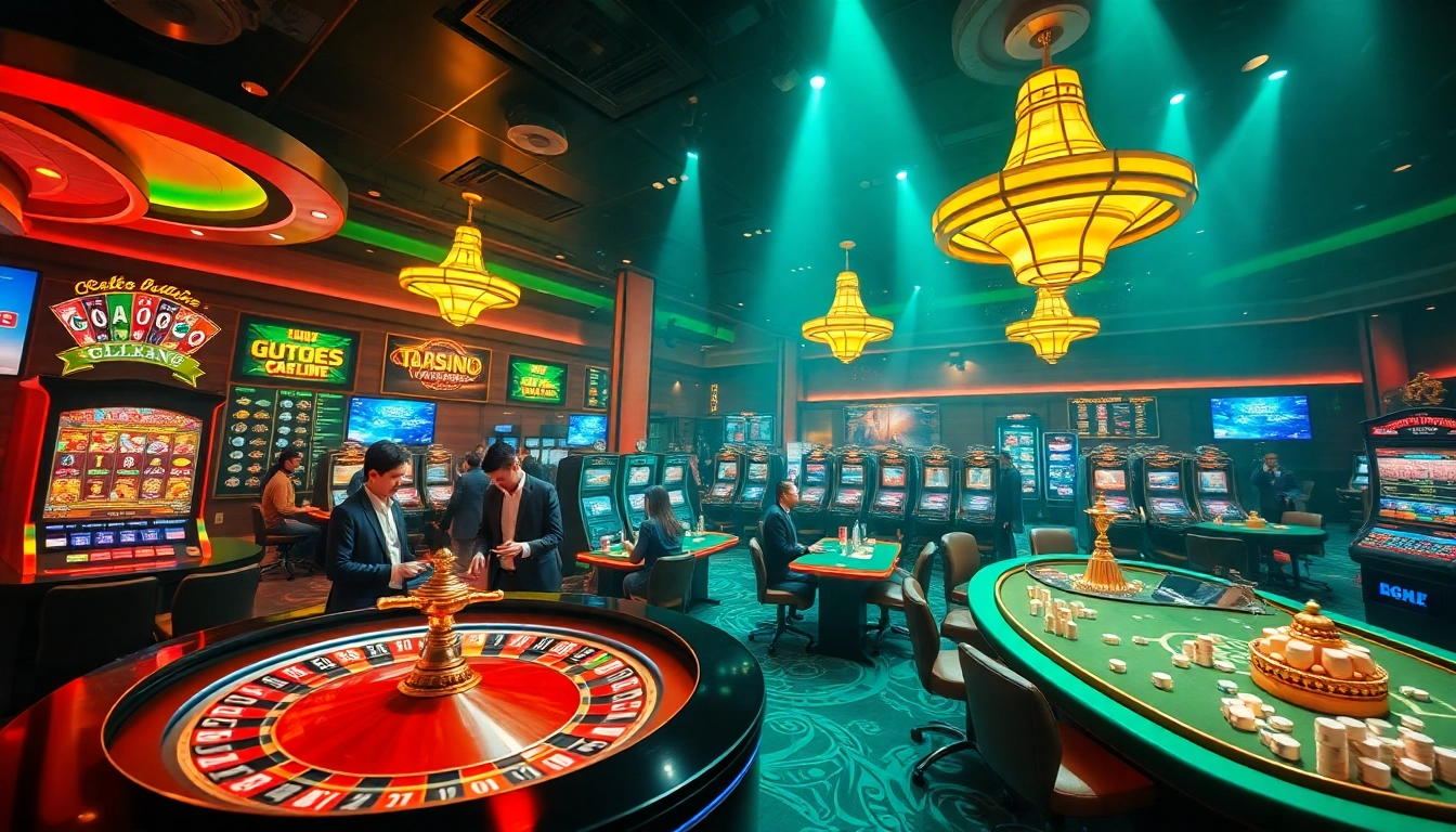 Experience thrilling action at gg88 live with an immersive digital casino scene featuring vibrant games.
