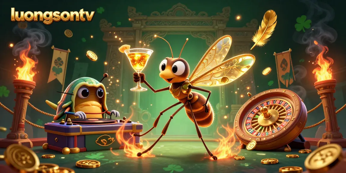 Experience thrilling moments at luongsontv with vibrant casino characters amidst a dynamic gaming atmosphere.