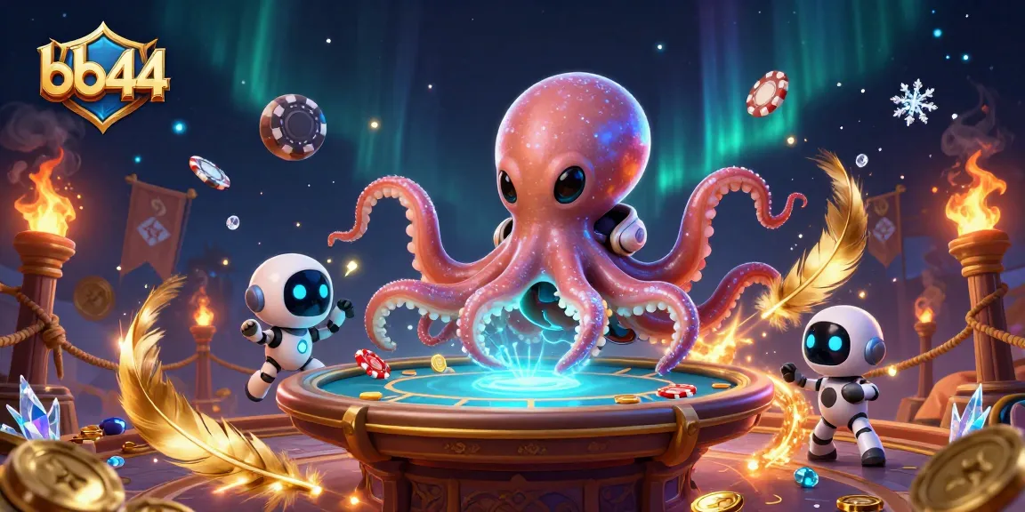 Engage with the bb44 casino experience featuring an octopus dealer at a holographic poker table.