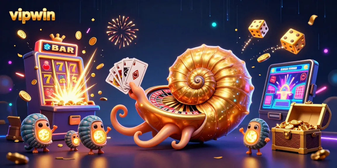 Experience the thrill of vipwin with an exciting 3D casino scene filled with vibrant game elements.